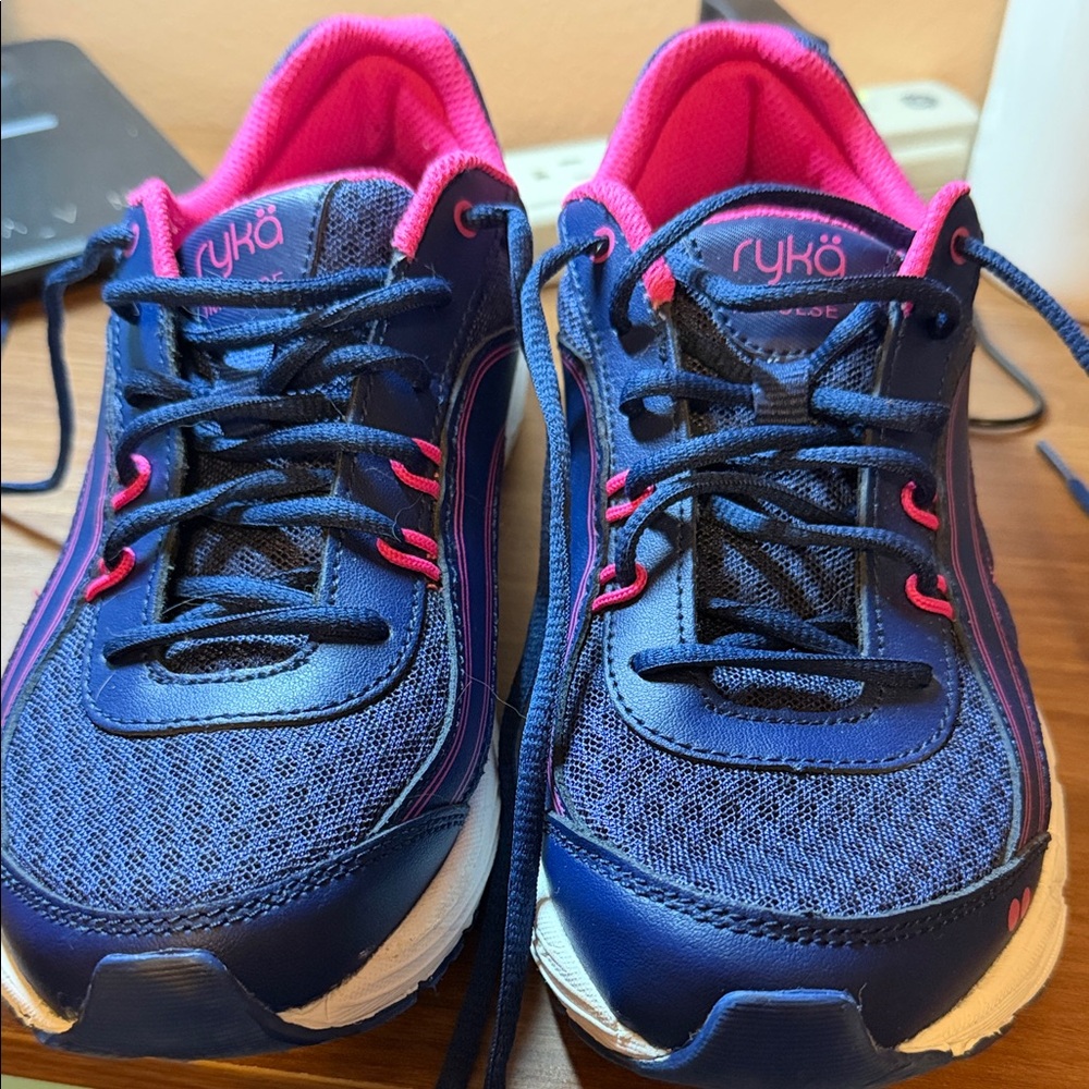 Ryka Blue and Pink Lace-Up Sneakers